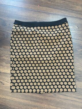 Talbots Black Pencil Skirt with Tan Polka Dots